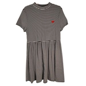 SHEIN Black and White Striped Midi Dress